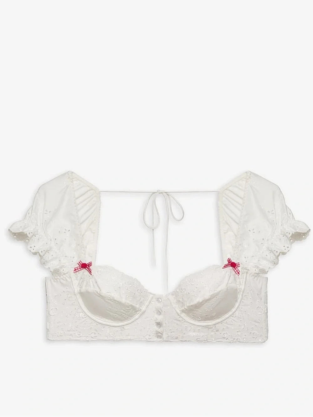 For Love & Lemons SET White Eyelet Martha Bra and High-Waist Corset Bloomer - S